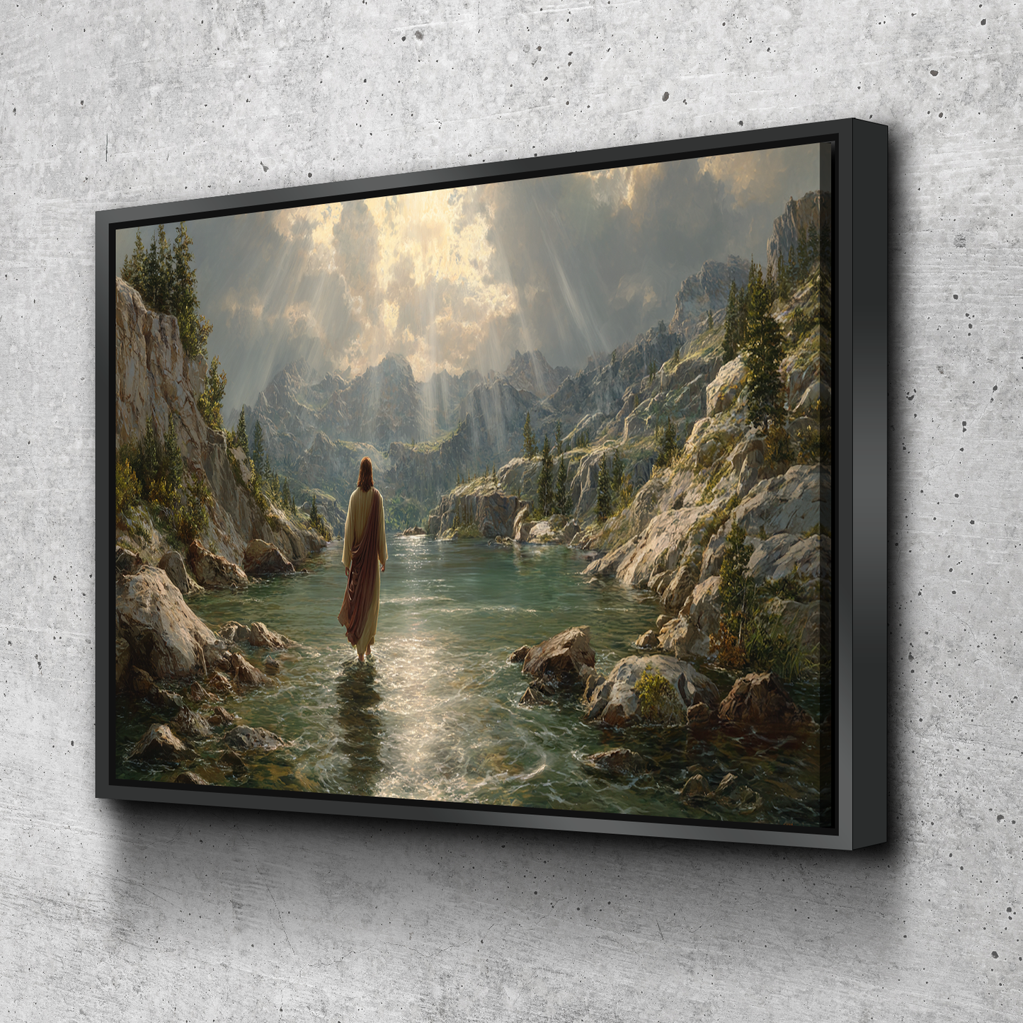 Jesus Walking on Water Canvas – Scenic Faith-Based Wall Art
