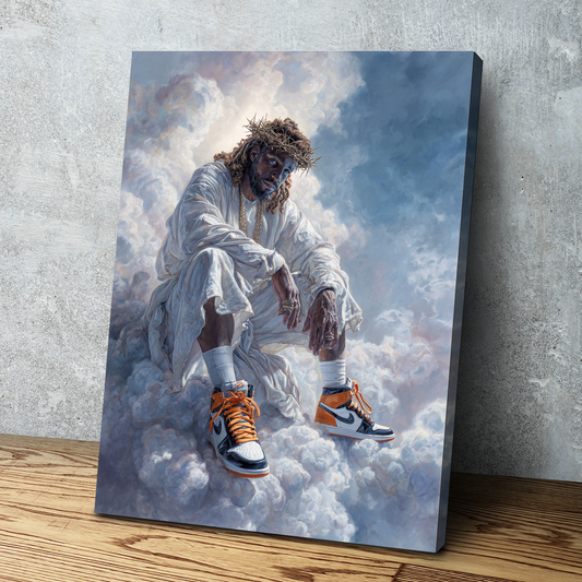 Black Jesus Drip Wall Art – Modern African American Faith Canvas Decor