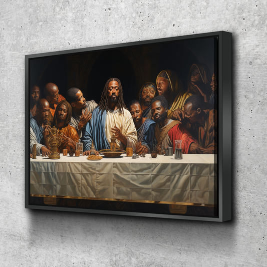 Black Jesus Last Supper Canvas Art | African American Wall Decor for Living Room v3