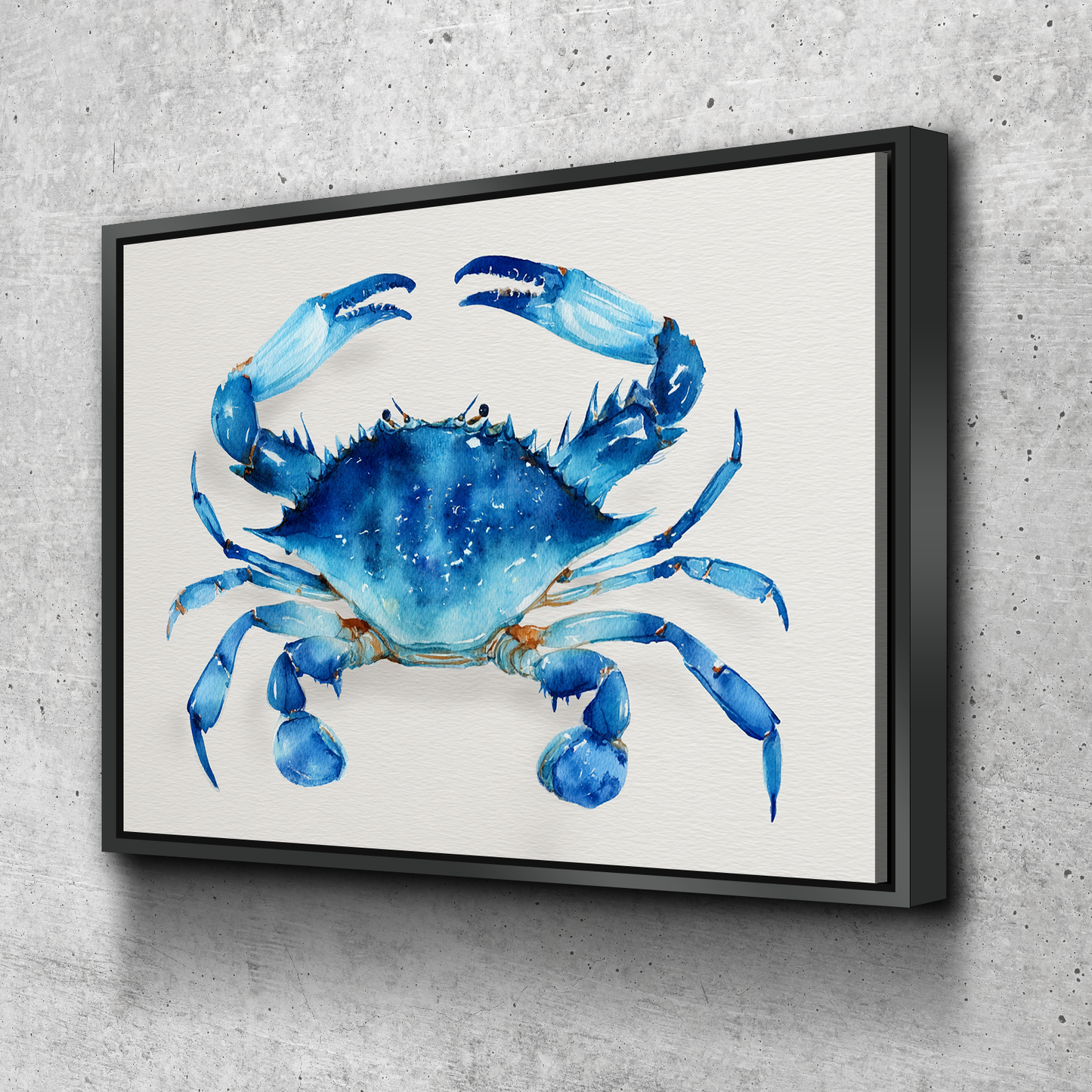 Blue Crab Watercolor Canvas – Coastal Nautical Wall Decor