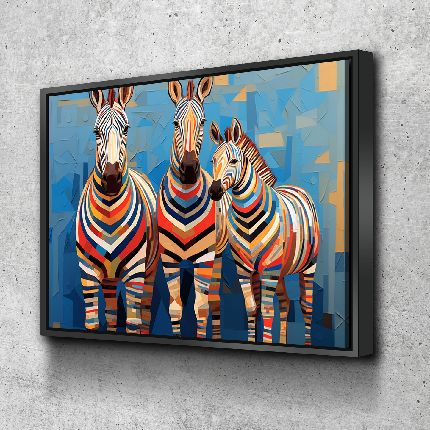 Zebra Abstract Colorful Canvas Wall Art Framed Print | Living Room Kids Room Bedroom Wall Decor