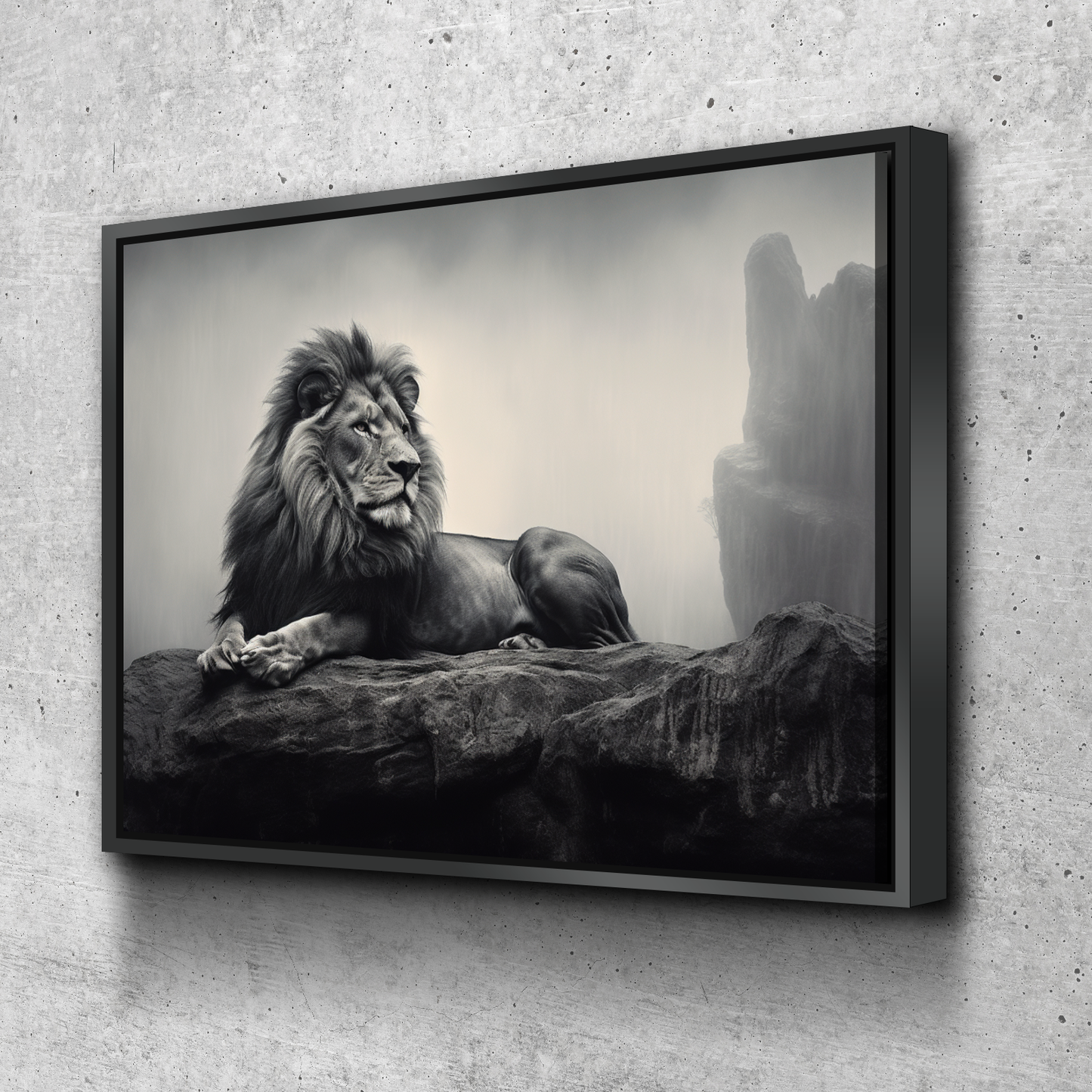 Lion Wall Art | Lion Canvas | Living Room Bedroom Canvas Wall Art Set | Black and White Large Lion v2