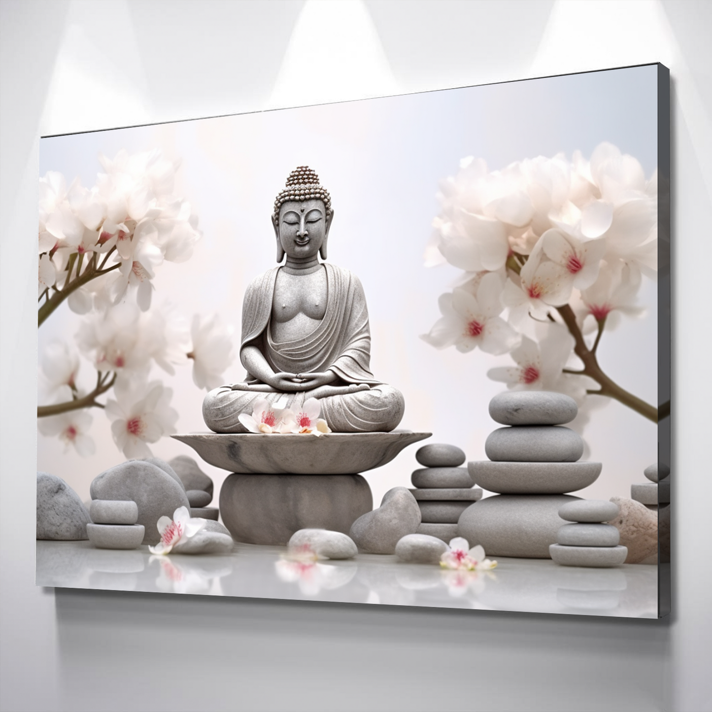 Buddha Monk Zen Stones Bathroom Wall Art | Bathroom Wall Decor | Bathroom Canvas Art Prints | Canvas Wall Art v2