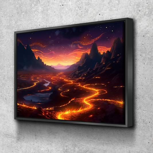 Living Room Wall Art | Landscape Wall Art Canvas Prints | Mountain Wall Art | Mountain Scenery Canvas Wall Art | Mystical Fire Trail