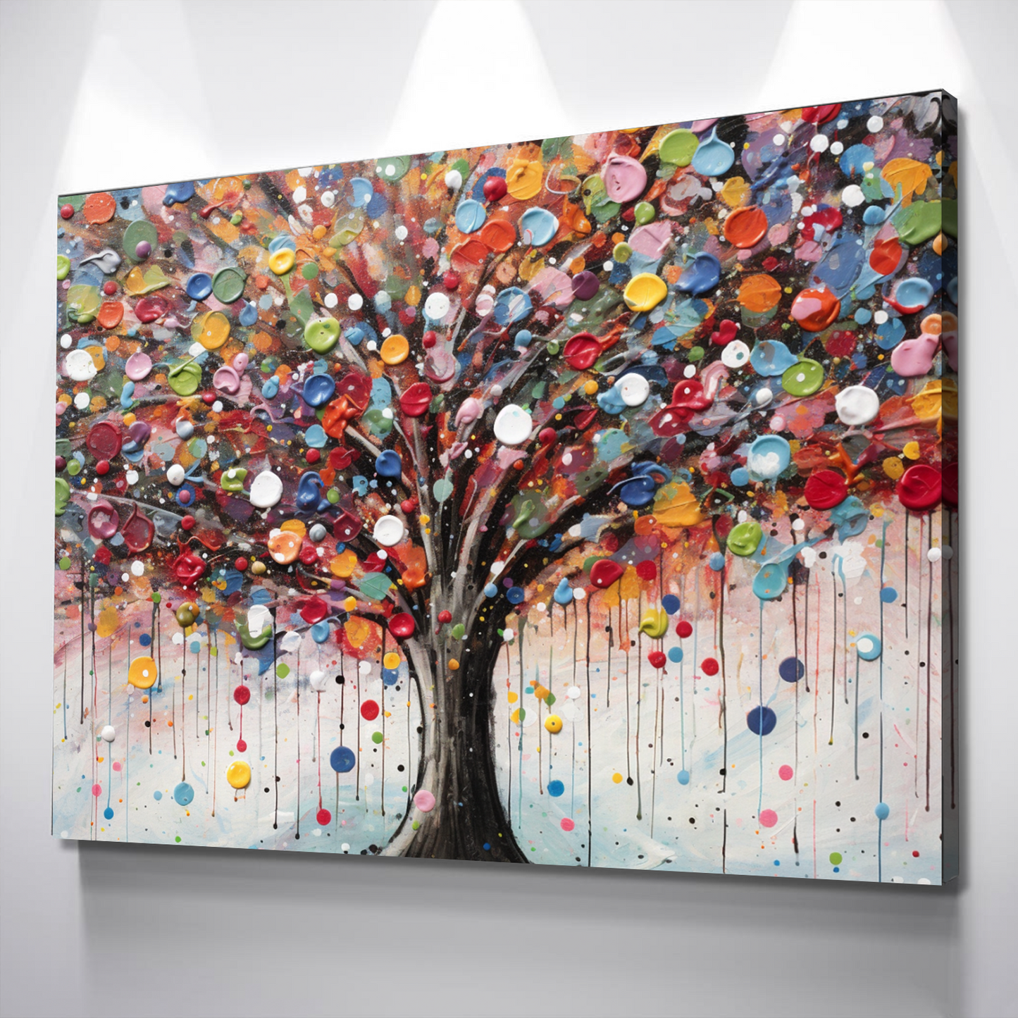 Living Room Wall Art | Landscape wall Art Canvas Prints | Tree Wall Art | Tree Scenery Canvas Wall Art | Multicolor Rainbow Tree Graffiti
