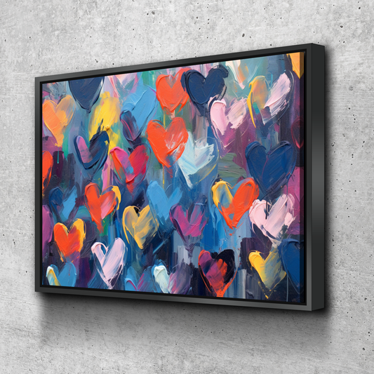 Love Hearts Paint Graffiti Canvas Wall Art | Pop Art Wall Art