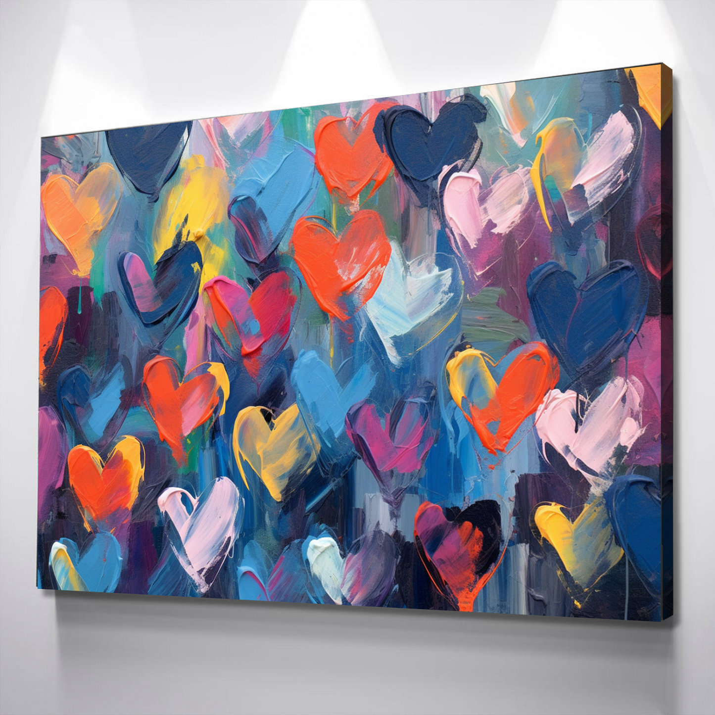 Love Hearts Paint Graffiti Canvas Wall Art | Pop Art Wall Art