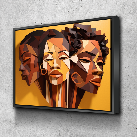 African American Wall Art | African Canvas Art | Canvas Wall Art | Black History Month Women Faces Canvas Art v6