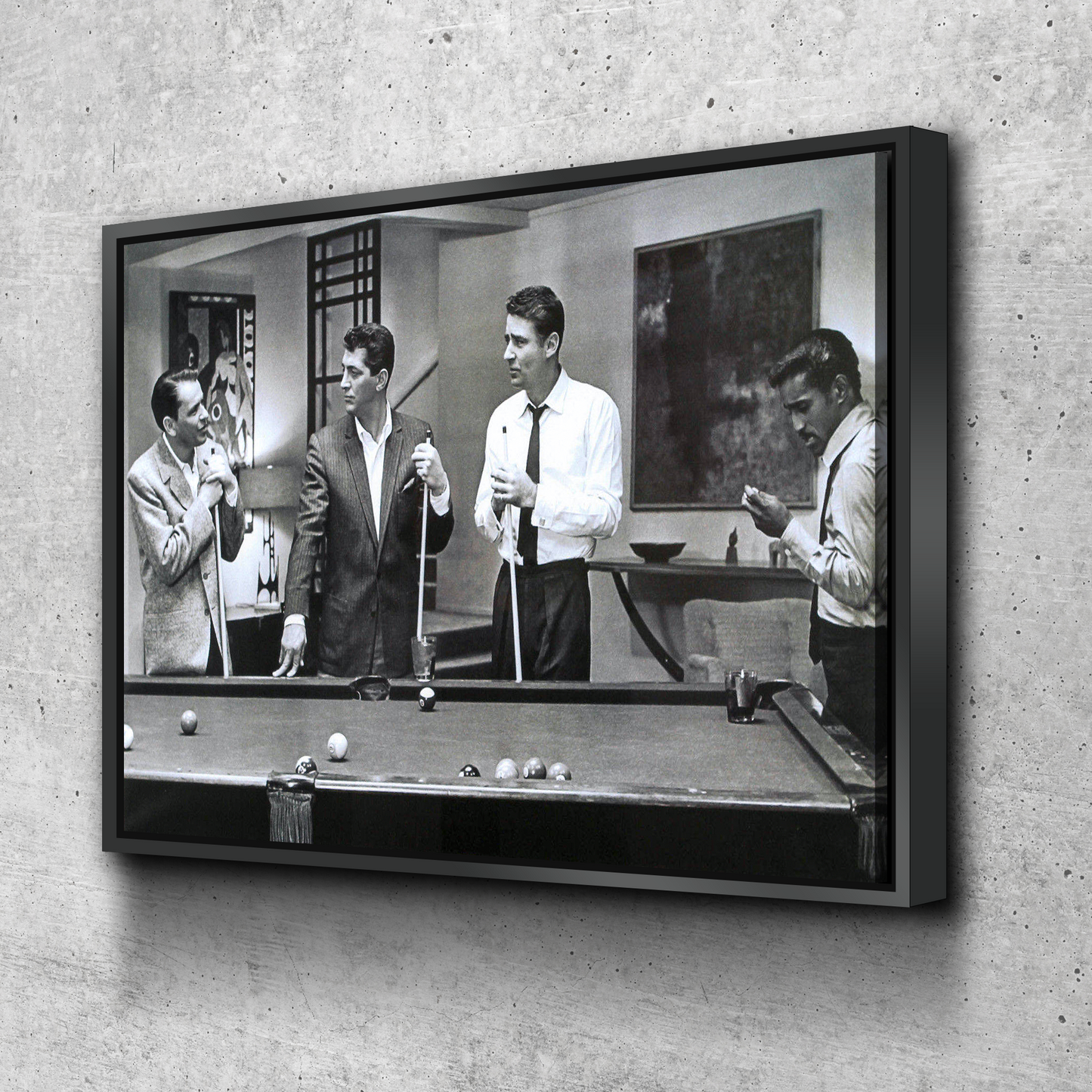 Sinatra Poster | Rat Pack Poster | Rat Pack Playing Pool Canvas Wall Art