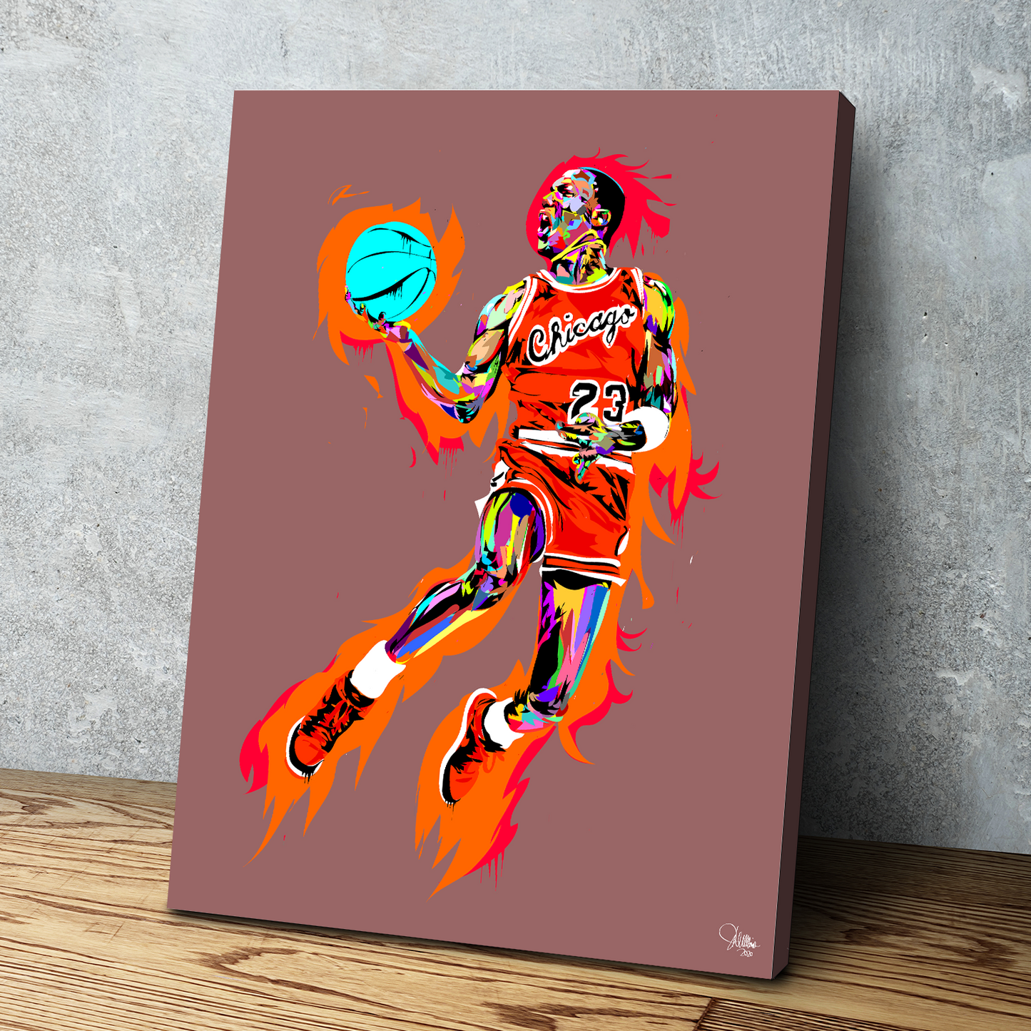 technodrome1 | African American Art | MJ Jordan 23 Bulls Basketball Legend | Canvas Wall Art Framed Print Poster