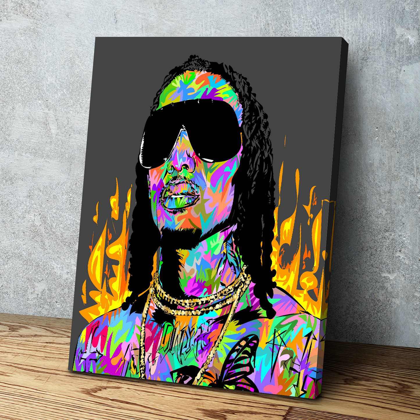 technodrome1 | African American Art | Takeoff Migos Rap Legend | Canvas Wall Art Framed Print Poster