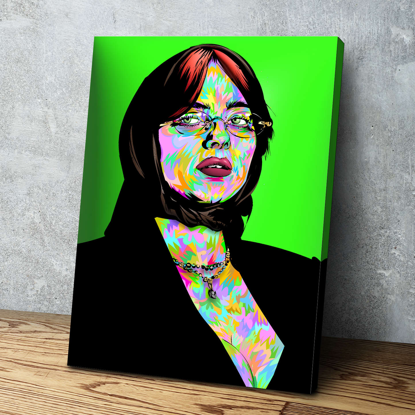 technodrome1 | African American Art | Billie Eilish Soccer Music Legend | Canvas Wall Art Framed Print Poster