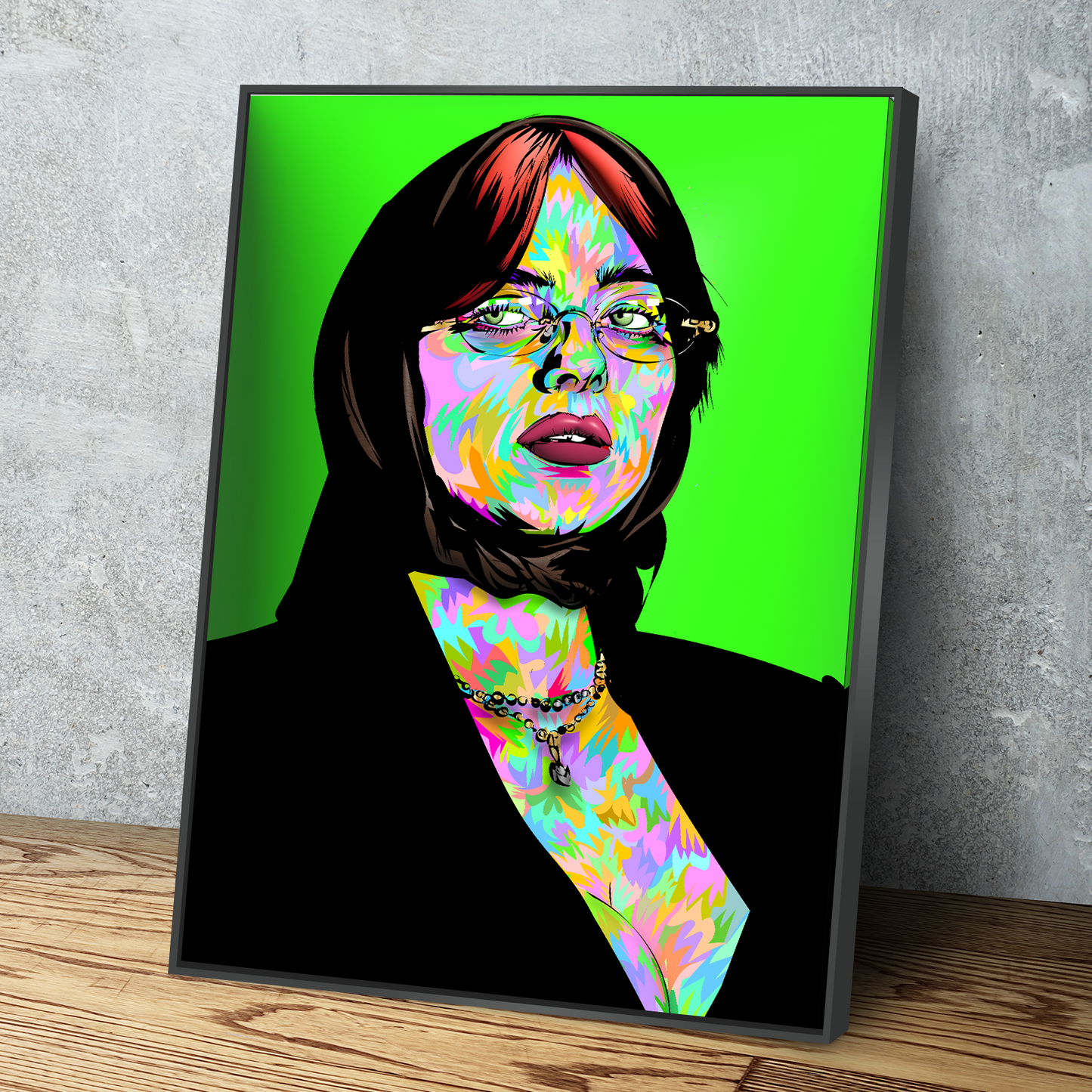 technodrome1 | African American Art | Billie Eilish Soccer Music Legend | Canvas Wall Art Framed Print Poster