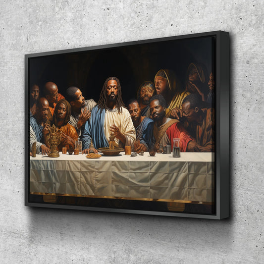black jesus last supper canvas wall art