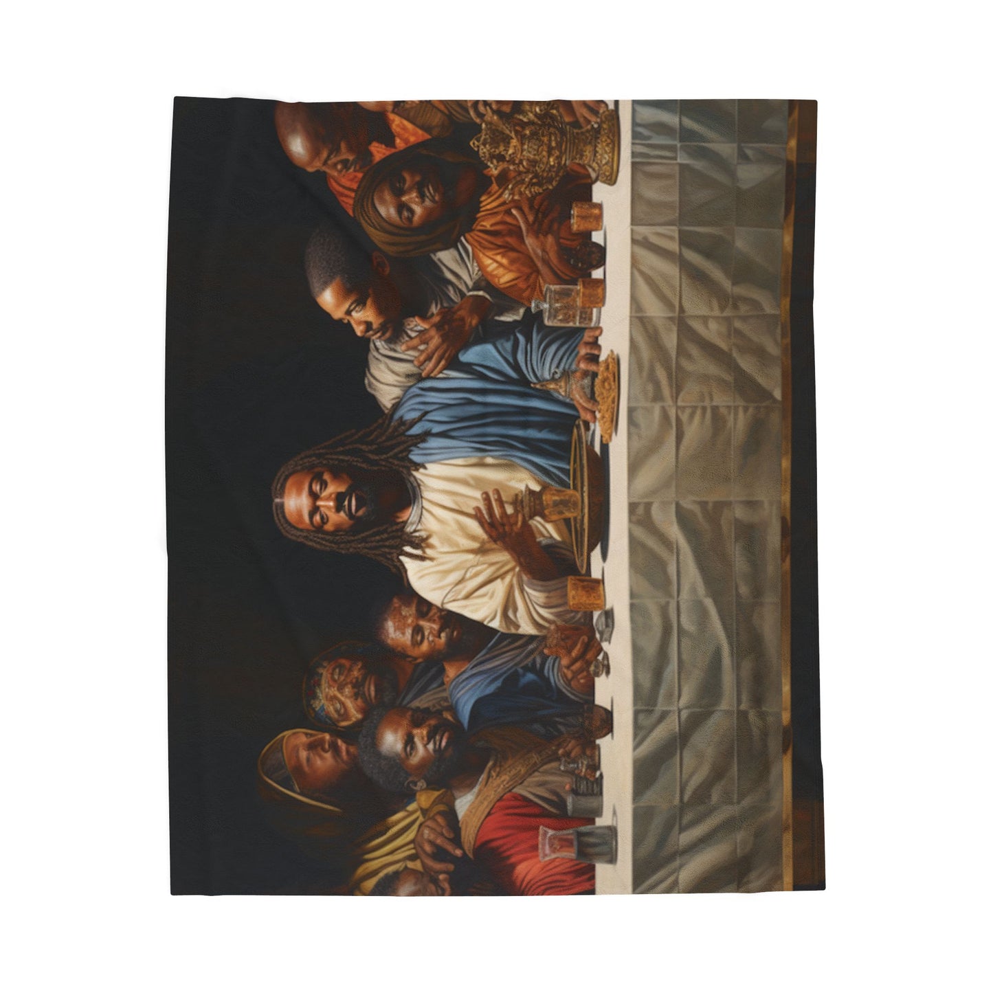 Black Jesus Last Supper Velveteen Plush Blanket African American Art