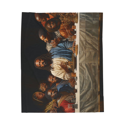 Black Jesus Last Supper Velveteen Plush Blanket African American Art