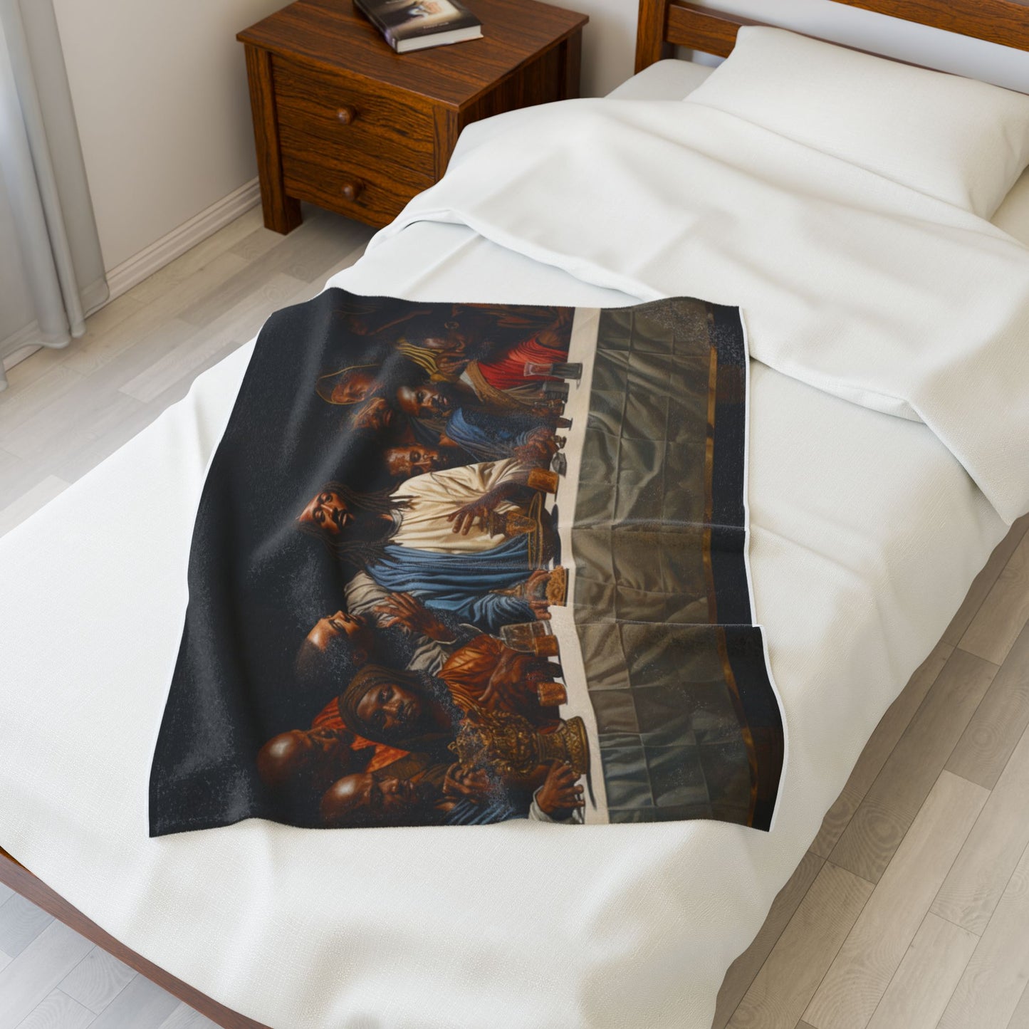 Black Jesus Last Supper Velveteen Plush Blanket African American Art