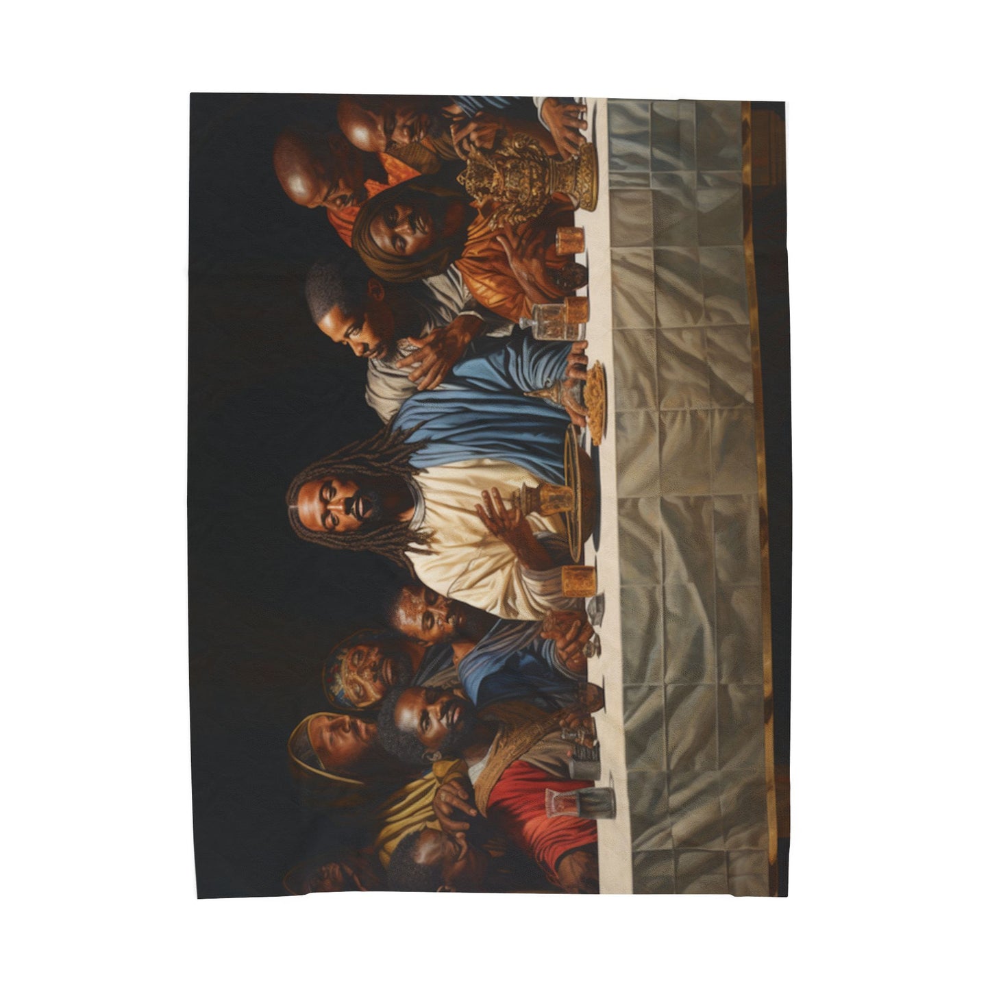 Black Jesus Last Supper Velveteen Plush Blanket African American Art