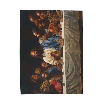 Black Jesus Last Supper Velveteen Plush Blanket African American Art