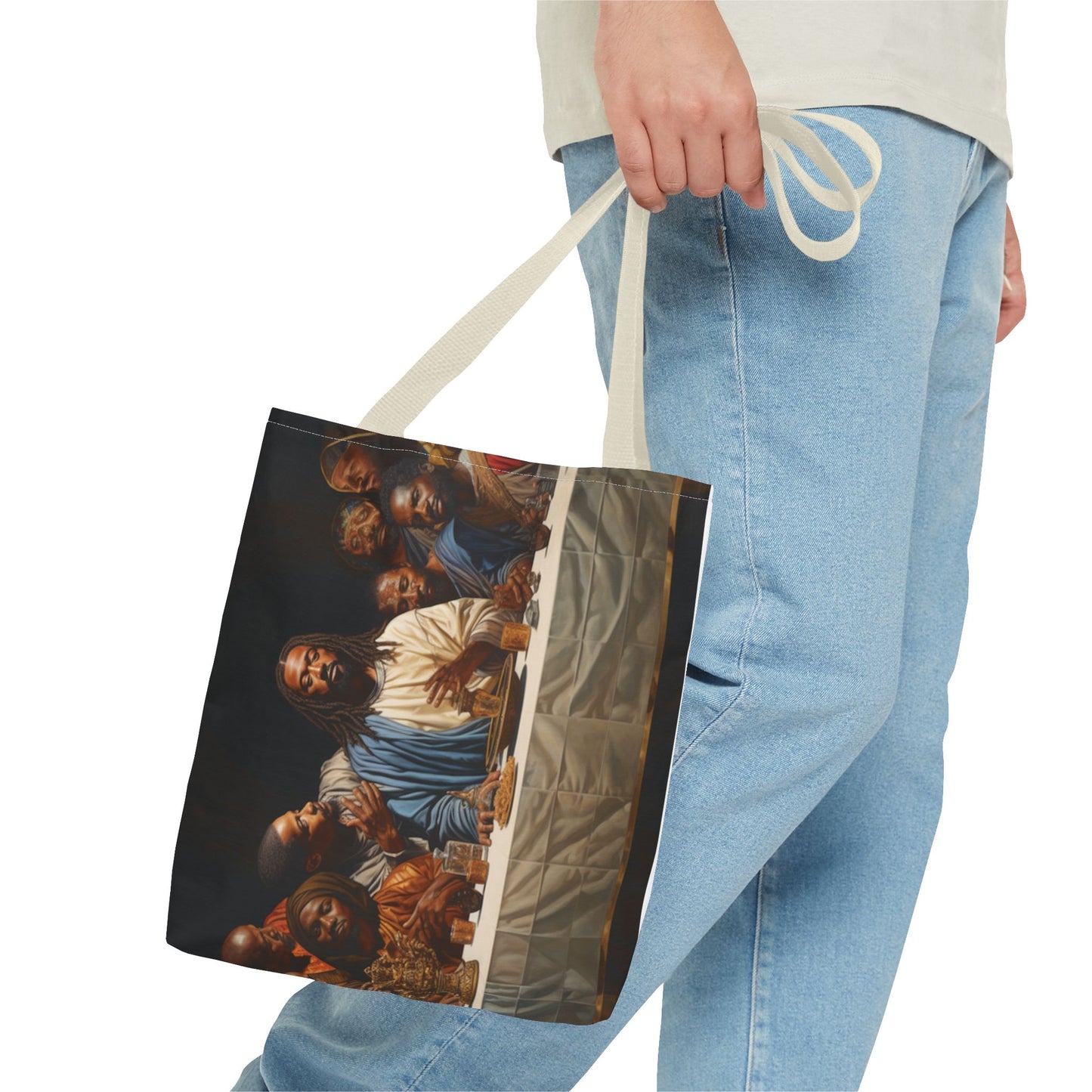 Black Jesus Last Supper Artistic Tote Bag African American Art