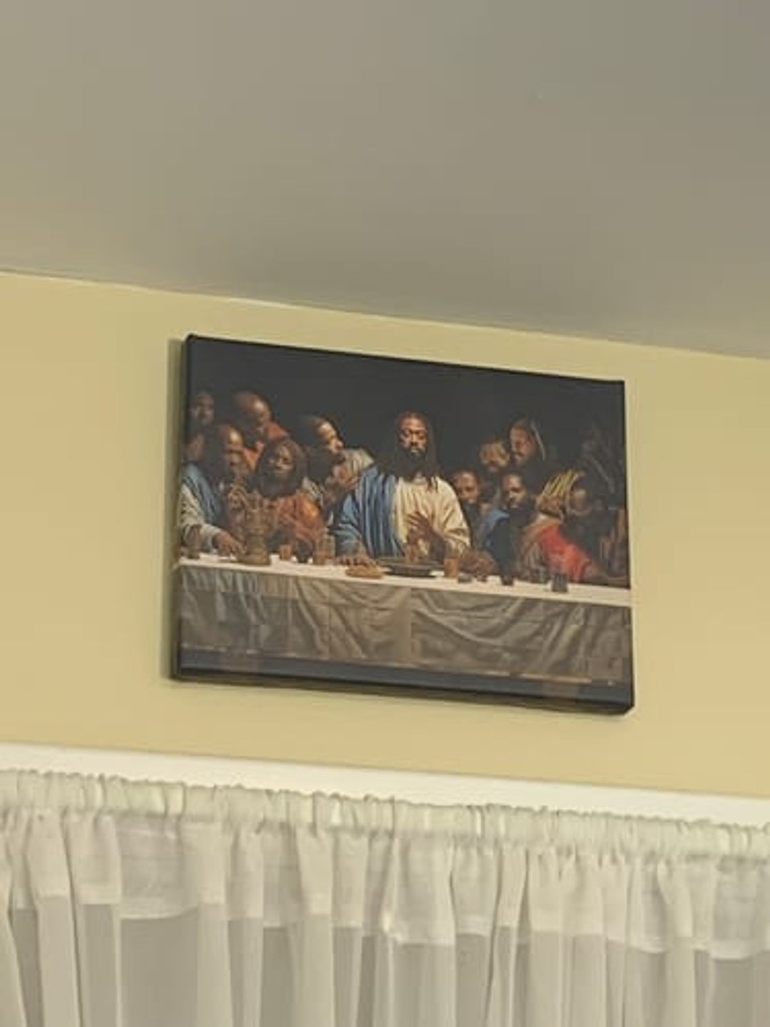 Black Jesus Last Supper Canvas Art | African American Wall Decor for Living Room v3