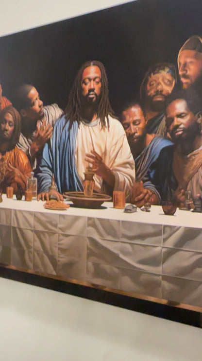 Black Jesus Last Supper Canvas Art | African American Wall Decor for Living Room v3