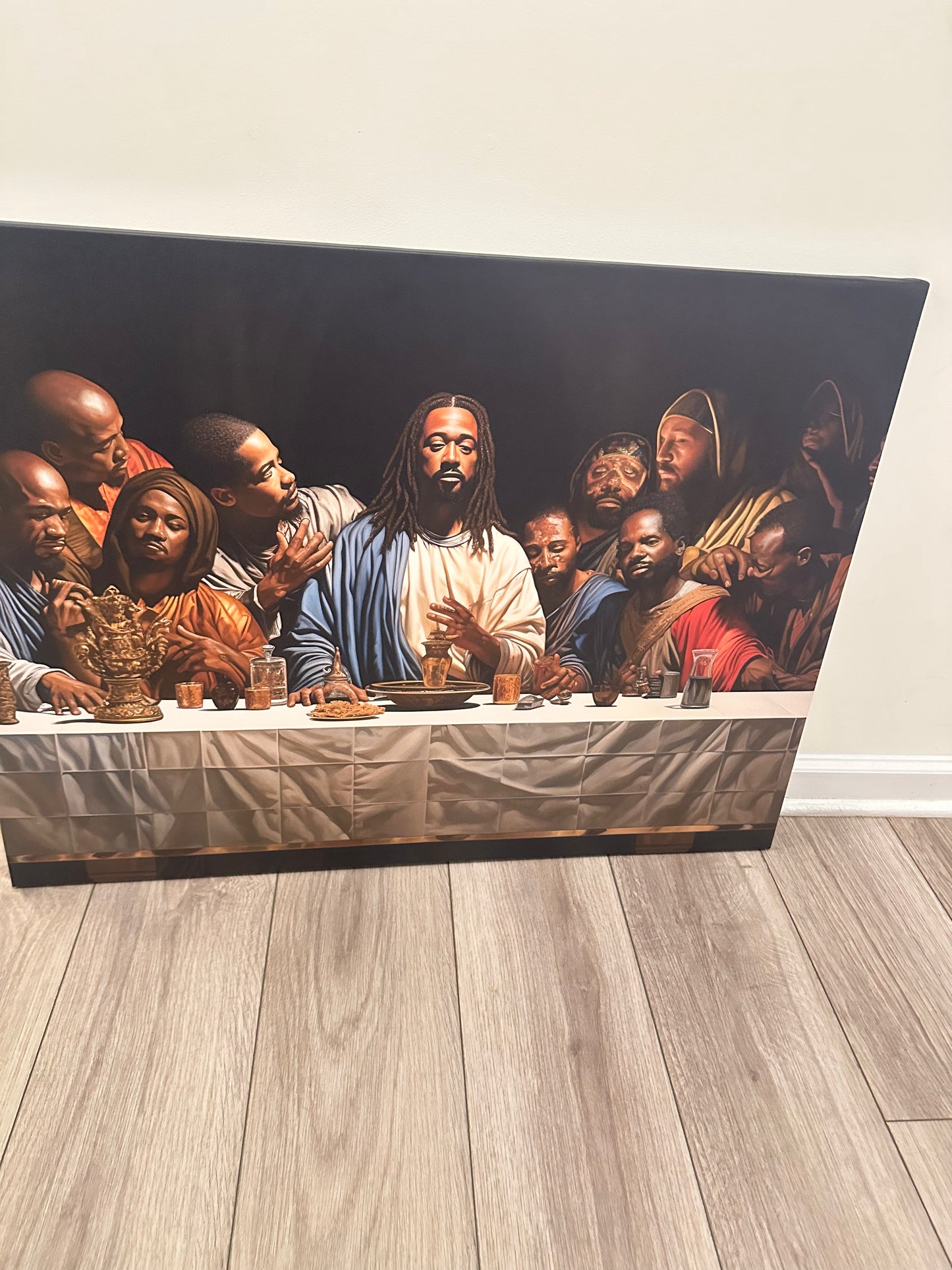 Black Jesus Last Supper Canvas Art | African American Wall Decor for Living Room v3