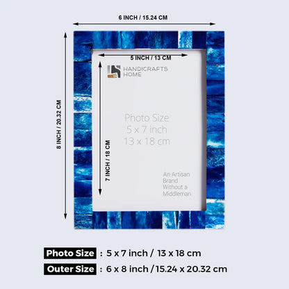 Picture Frames Classic Pattern Bone Inlay Collection in Blue, Pack of 3