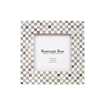 Baby Picture Frames Checkered Pattern Bone Inlay Collection - 4x4