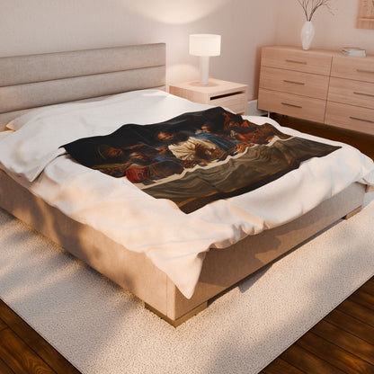 Black Jesus Last Supper Velveteen Plush Blanket African American Art