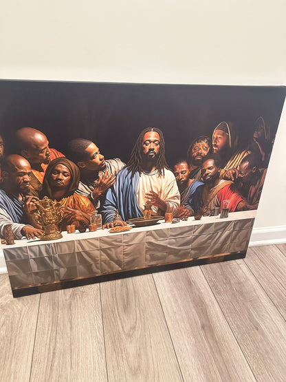 Black Jesus Last Supper Canvas Art | African American Wall Decor for Living Room v3