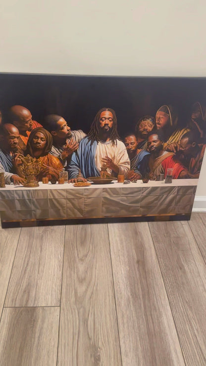 Black Jesus Last Supper Canvas Art | African American Wall Decor for Living Room v3