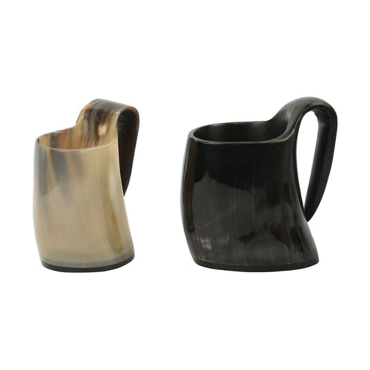 Horn Whiskey Mugs Pack 2 - Holds Upto 6.5 oz, Natural