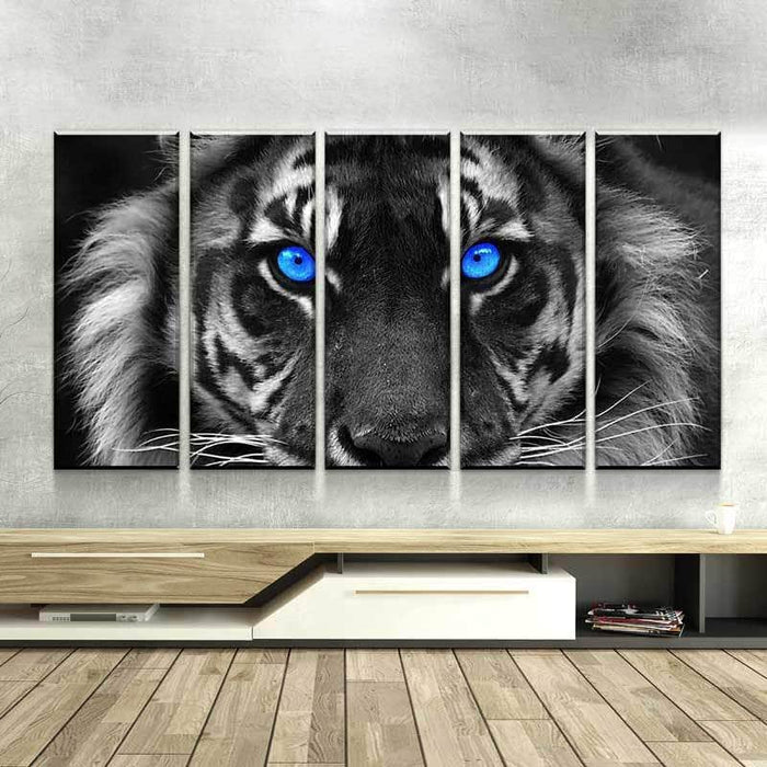 Tiger Wall Art | Tiger Canvas Art | Blue Eyed Tiger Canvas Wall Art Set