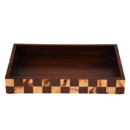 Vanity Trays Parlour Gambit Pattern Wood & Resin Inlay Collection in 10x6