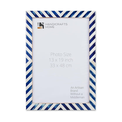 Poster Picture Frame Chevron Bone Inlay in 3 Sizes, Blue