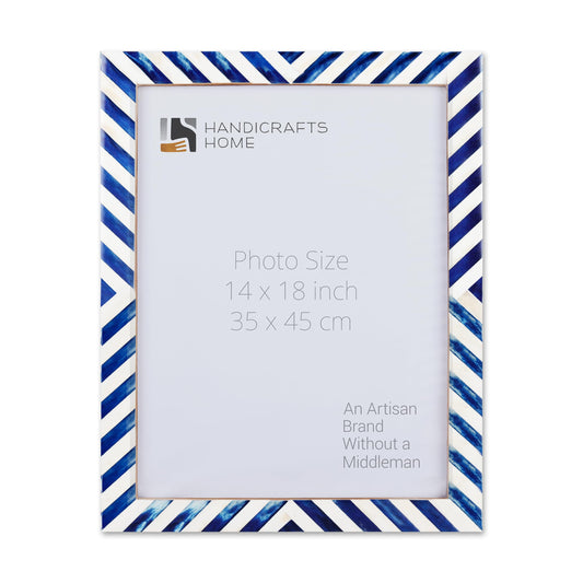 Poster Picture Frame Chevron Bone Inlay in 3 Sizes, Blue