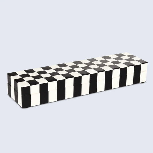 Decorative Storage Box Puzzle Check Resin Inlay in 7 Sizes