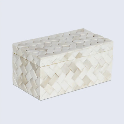 Braid Pattern Decorative Storage Box, Bone Inlay in 7 Sizes, Ivory