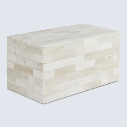 Plain Decorative Storage Box, Bone Inlay in 8 Sizes, White