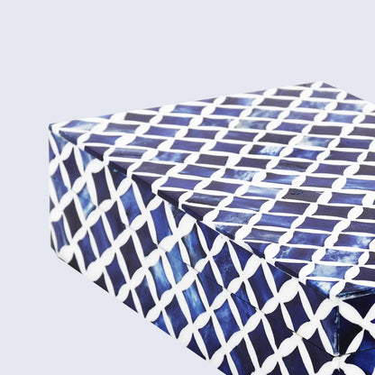 Star Pattern Decorative Storage Box, Bone & Resin Inlay in 7 Sizes, Blue
