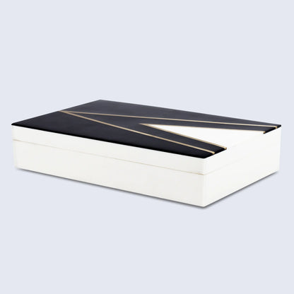 Kept Dapper Gent Pattern Decorative Storage Box, Resin Inlay in 7 Sizes, Black & White