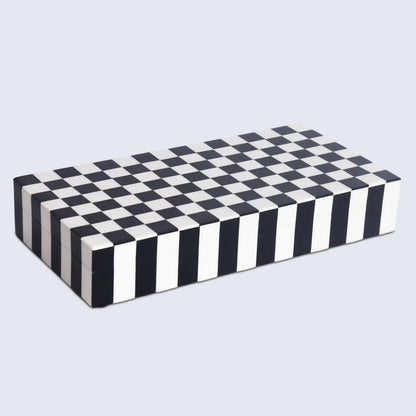 Decorative Storage Box Puzzle Check Resin Inlay in 7 Sizes
