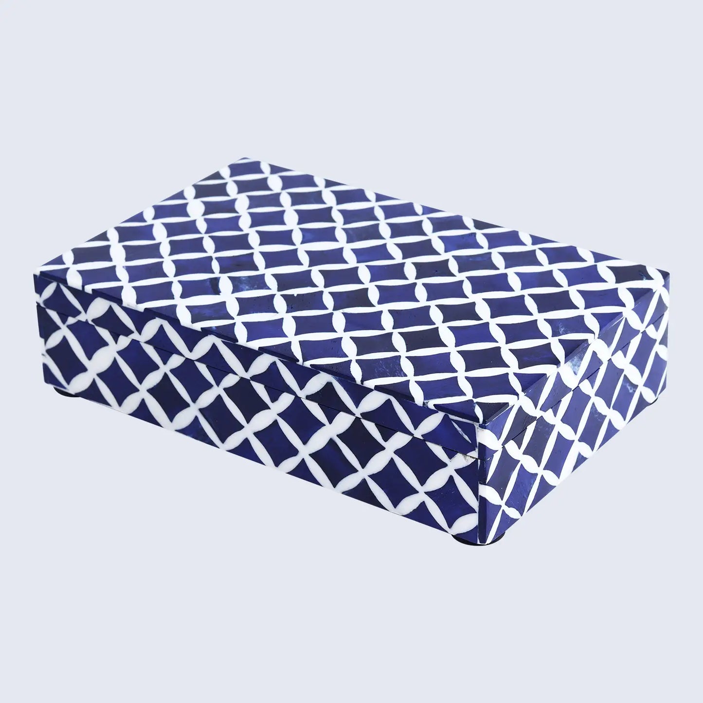Star Pattern Decorative Storage Box, Bone & Resin Inlay in 7 Sizes, Blue