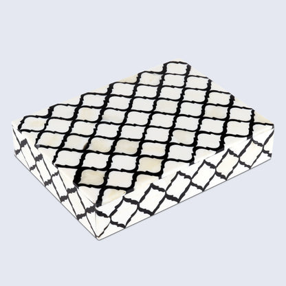 Moroccan Pattern Decorative Storage Box, Bone & Resin Inlay in 9 Sizes, Black & White