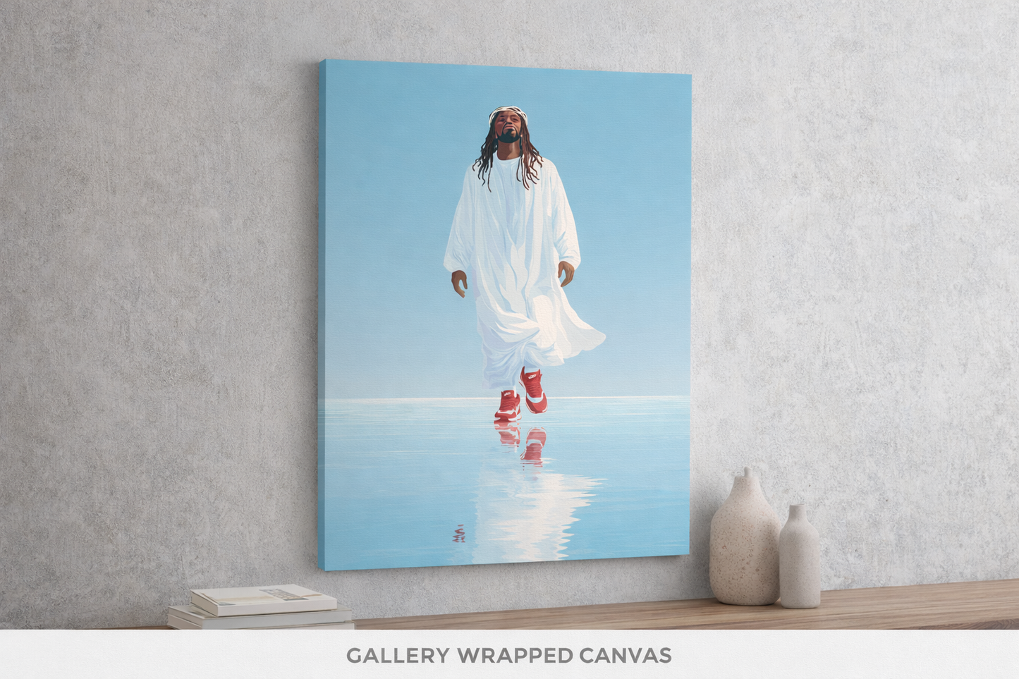 Walking on Water — Black Jesus African American Art Canvas Wall Art
