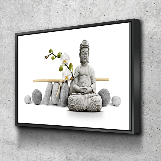 Buddha Monk Zen Stones Bathroom Wall Art | Bathroom Wall Decor | Bathroom Canvas Art Prints | Canvas Wall Art