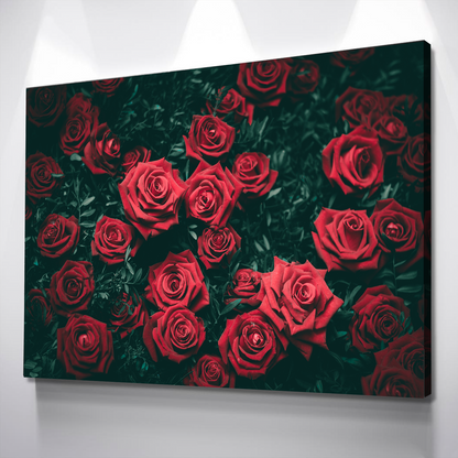 Bunch of Red Roses Landscape Bathroom Wall Art | Bathroom Wall Decor | Bathroom Canvas Art Prints | Canvas Wall Art