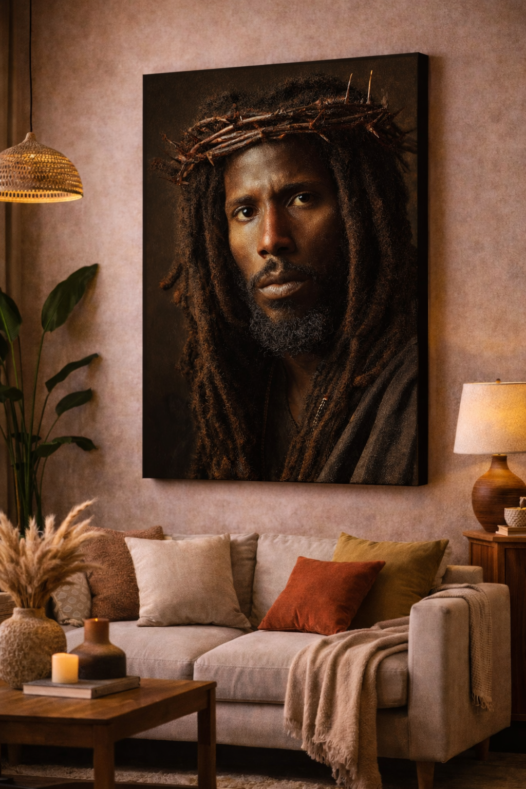 Crowned in Truth — Black Jesus Portrait African American Art