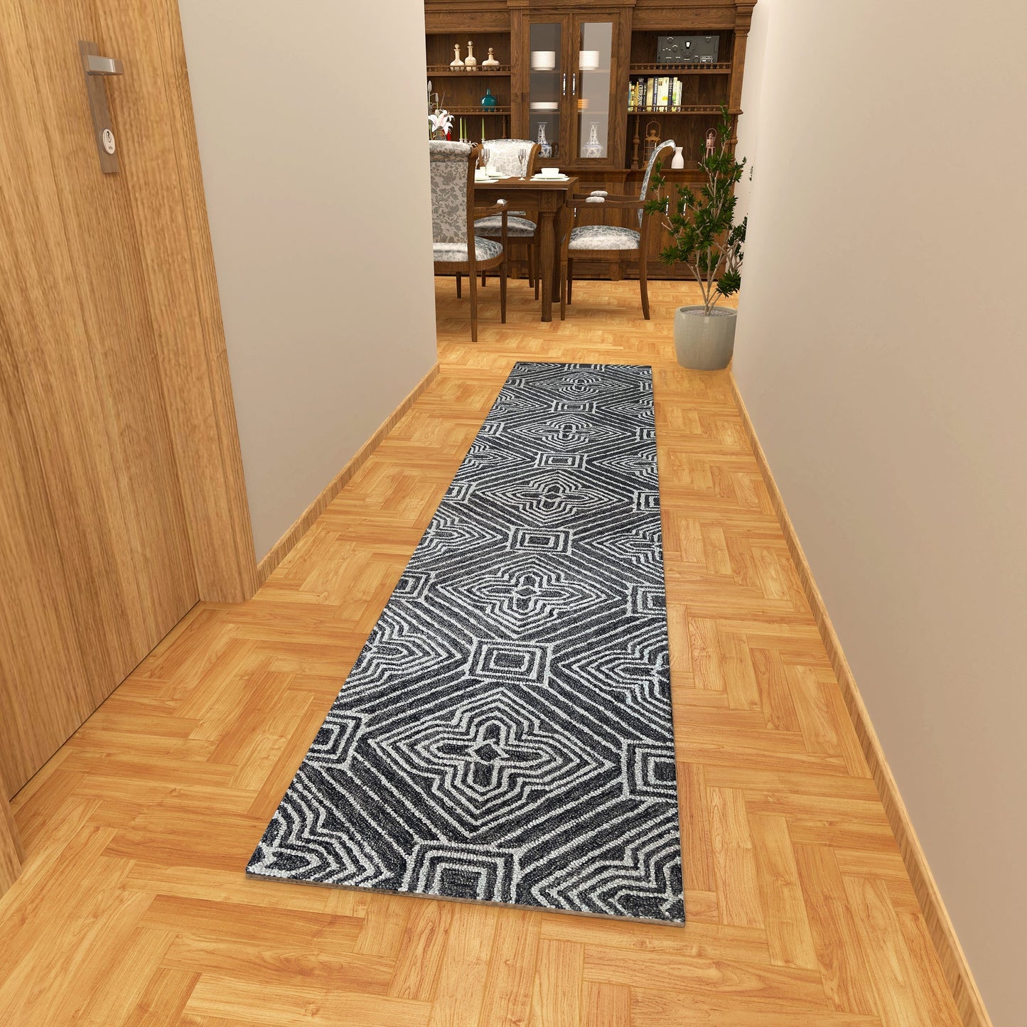 Premium Hand-Tufted Rug Made of 100% Wool - Echos - 2X8 Feet